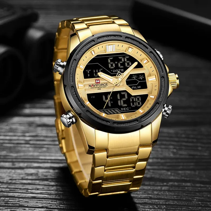 Man Creative Luminous LCD Display Waterproof Watches Luxury Analog Quartz Digital Wristwatch