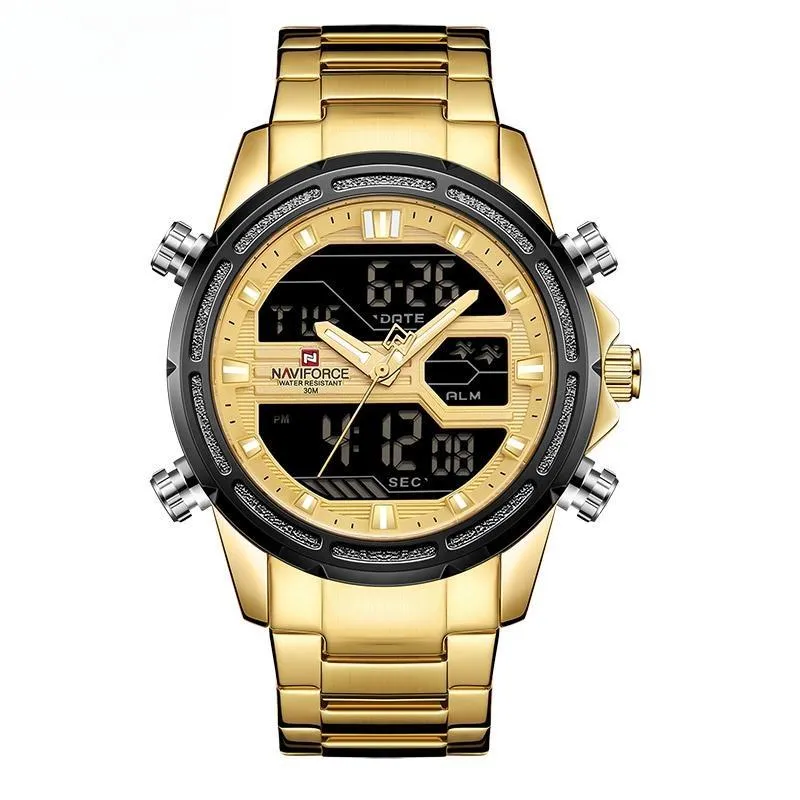 Man Creative Luminous LCD Display Waterproof Watches Luxury Analog Quartz Digital Wristwatch