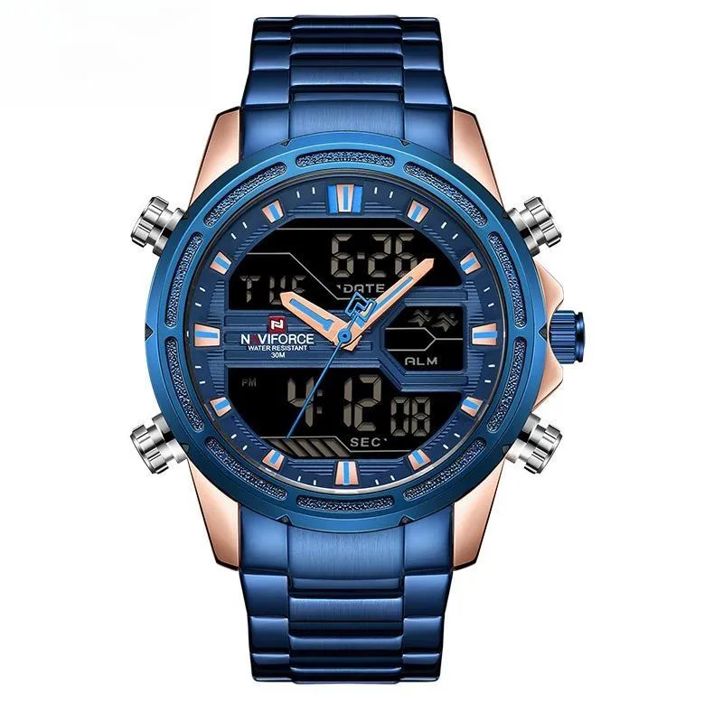 Man Creative Luminous LCD Display Waterproof Watches Luxury Analog Quartz Digital Wristwatch