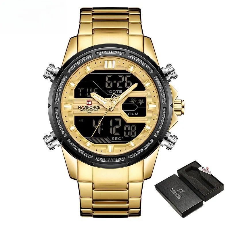 Man Creative Luminous LCD Display Waterproof Watches Luxury Analog Quartz Digital Wristwatch