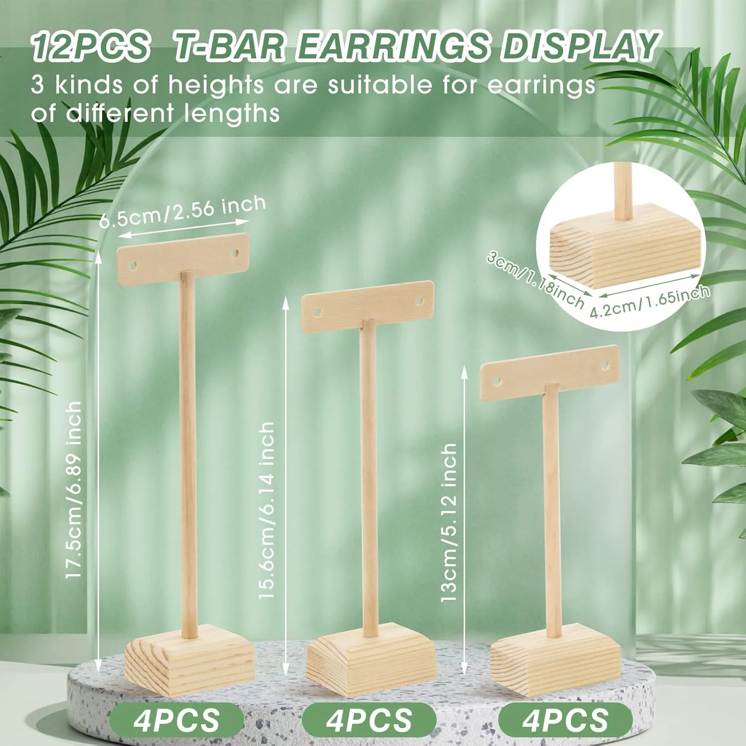Marsui Earring Display Stands for Selling Set Wooden T Bar Jewelry Display Stand Holder for Necklaces Bracelet Showroom Trade