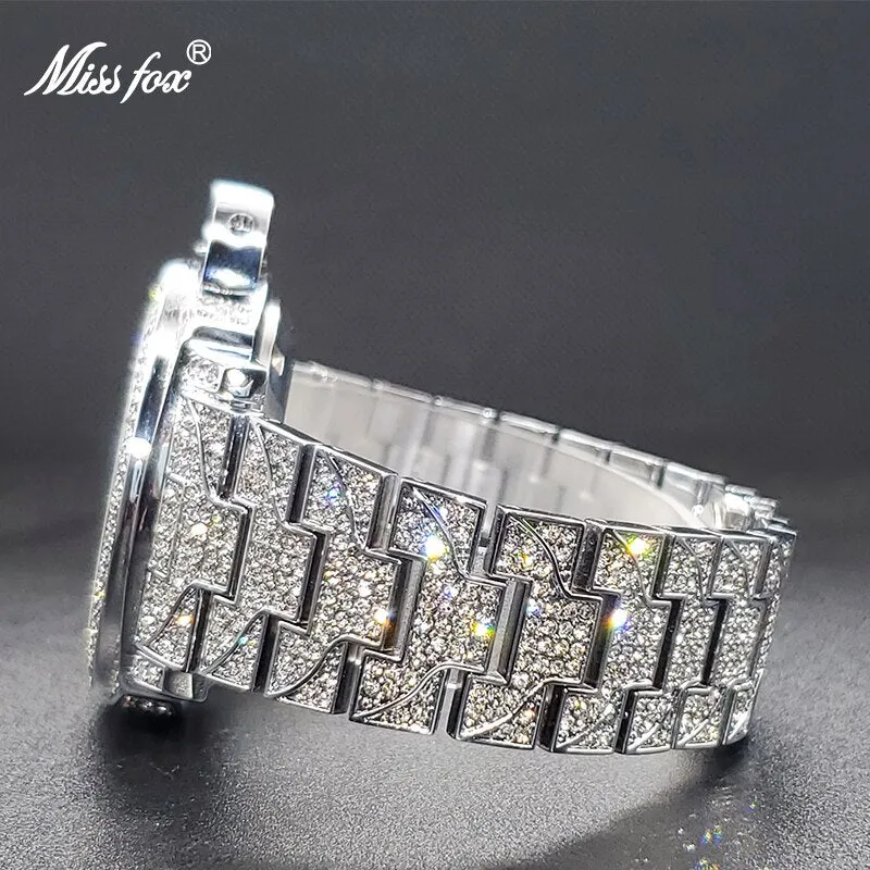 Mechanical Watch Diamond Iced Hip Hop Automatic Watches Big Wrist Skeleton Movement Wristwatches Unique