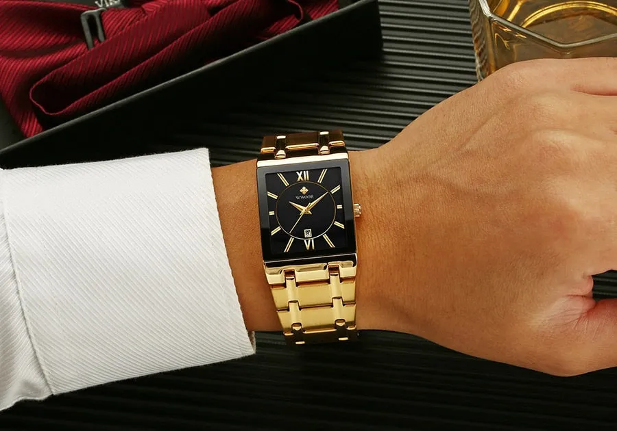 Men Square Waterproof Wristwatch