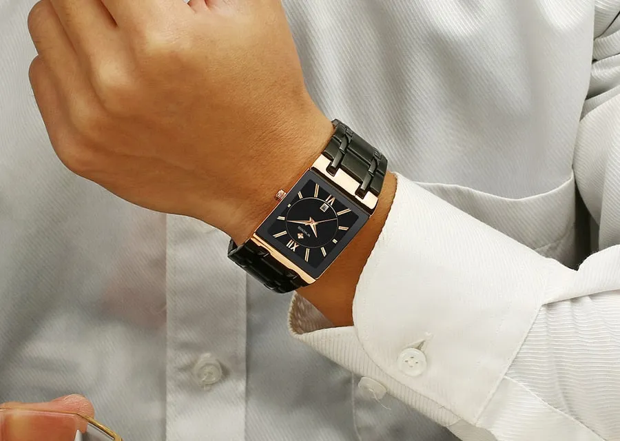 Men Square Waterproof Wristwatch