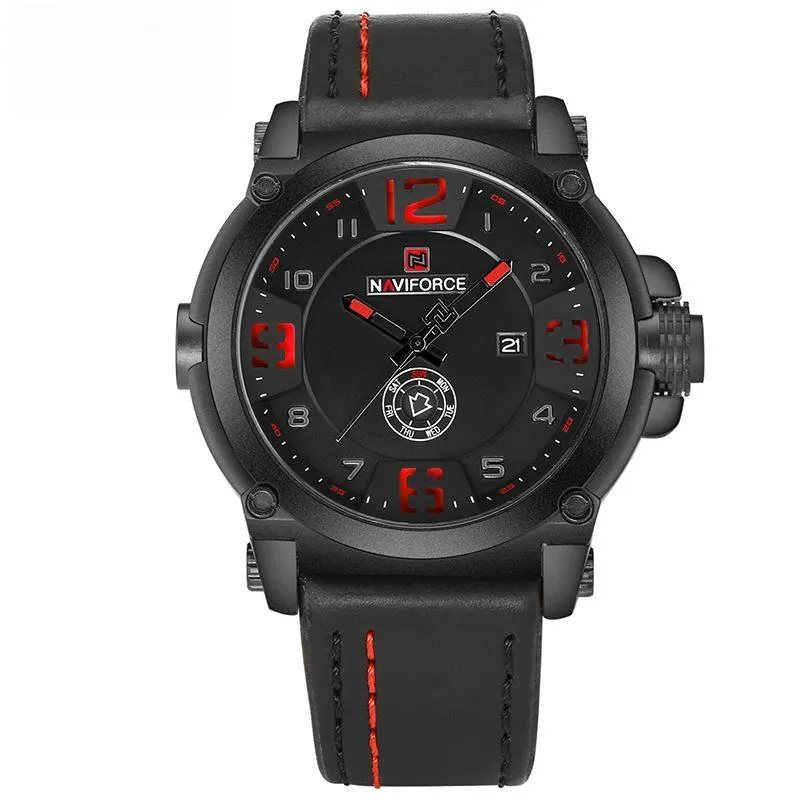 Men Watches Military Sport Quartz Watch Leather band Waterproof Clock