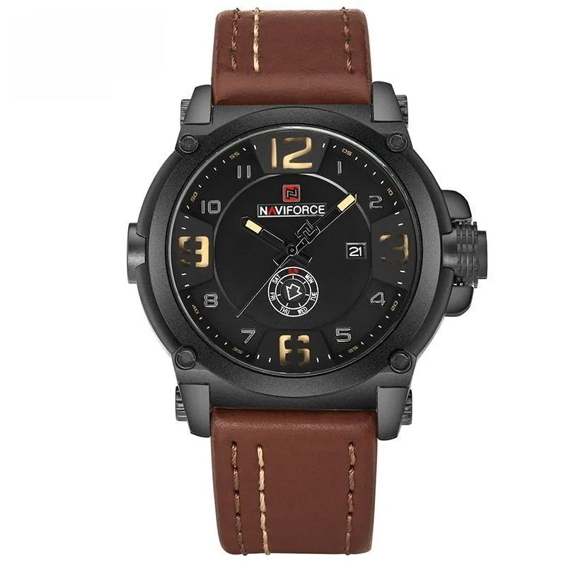 Men Watches Military Sport Quartz Watch Leather band Waterproof Clock