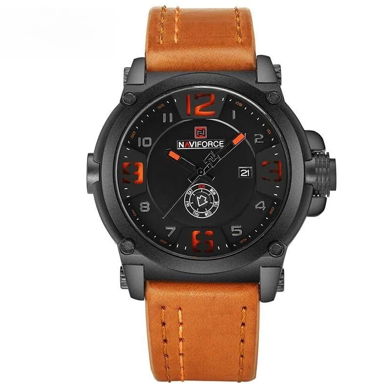Men Watches Military Sport Quartz Watch Leather band Waterproof Clock