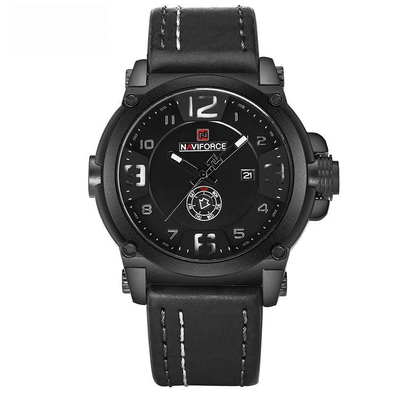 Men Watches Military Sport Quartz Watch Leather band Waterproof Clock