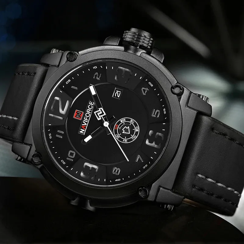 Men Watches Military Sport Quartz Watch Leather band Waterproof Clock