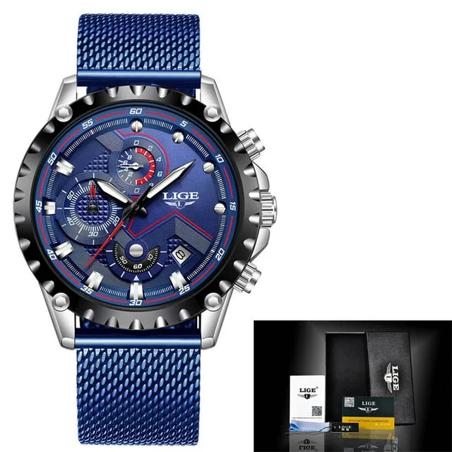 Men Watches Top Luxury Brand Fashion Sport Waterproof Chronograph Stainless Steel Wristwatch