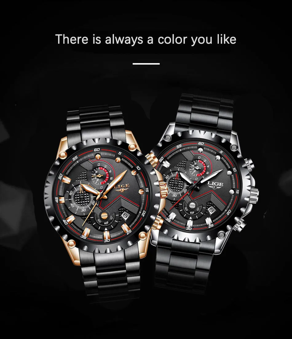 Men Watches Top Luxury Brand Fashion Sport Waterproof Chronograph Stainless Steel Wristwatch