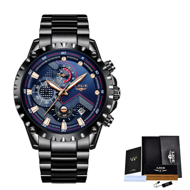 Men Watches Top Luxury Brand Fashion Sport Waterproof Chronograph Stainless Steel Wristwatch