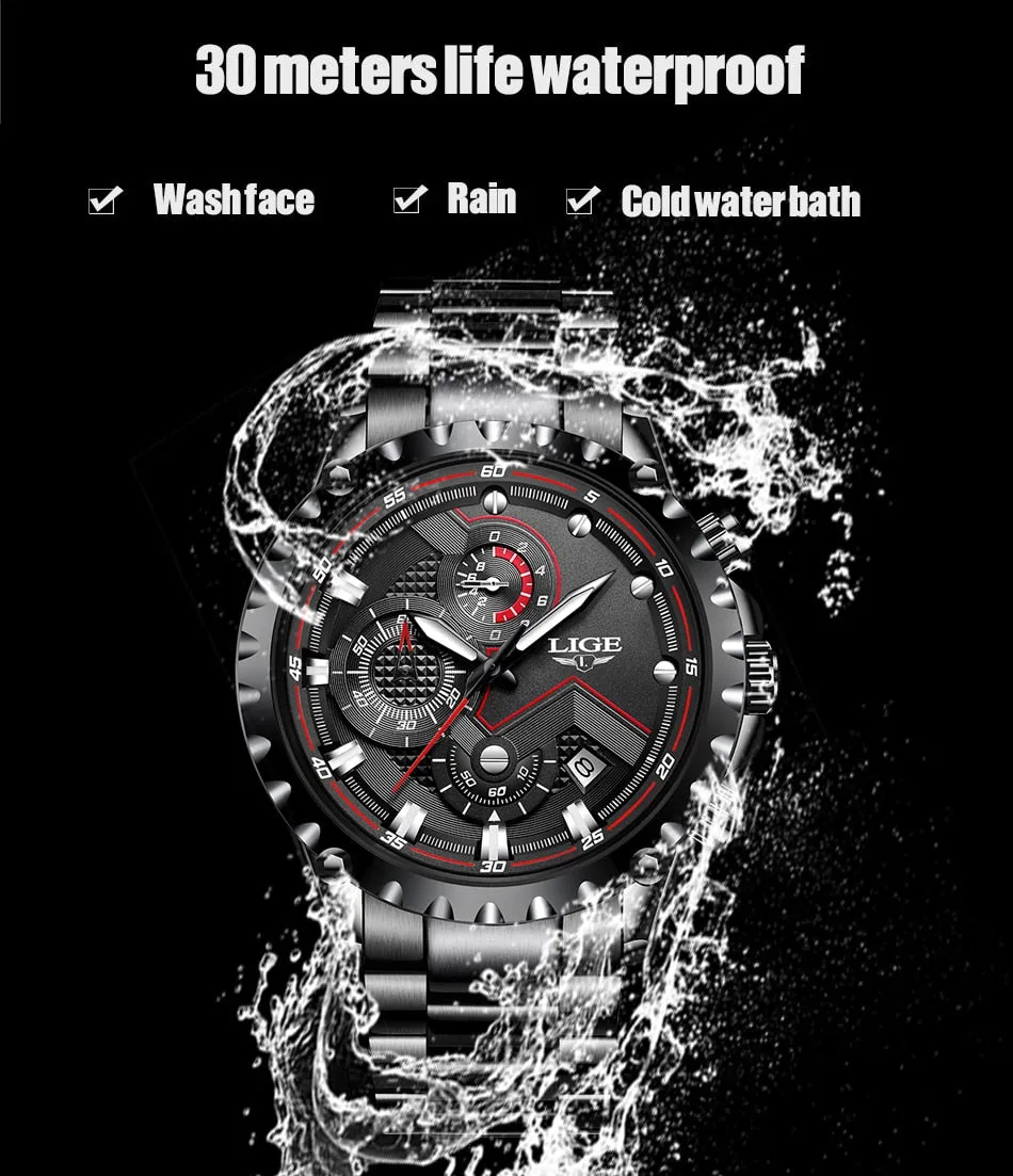 Men Watches Top Luxury Brand Fashion Sport Waterproof Chronograph Stainless Steel Wristwatch