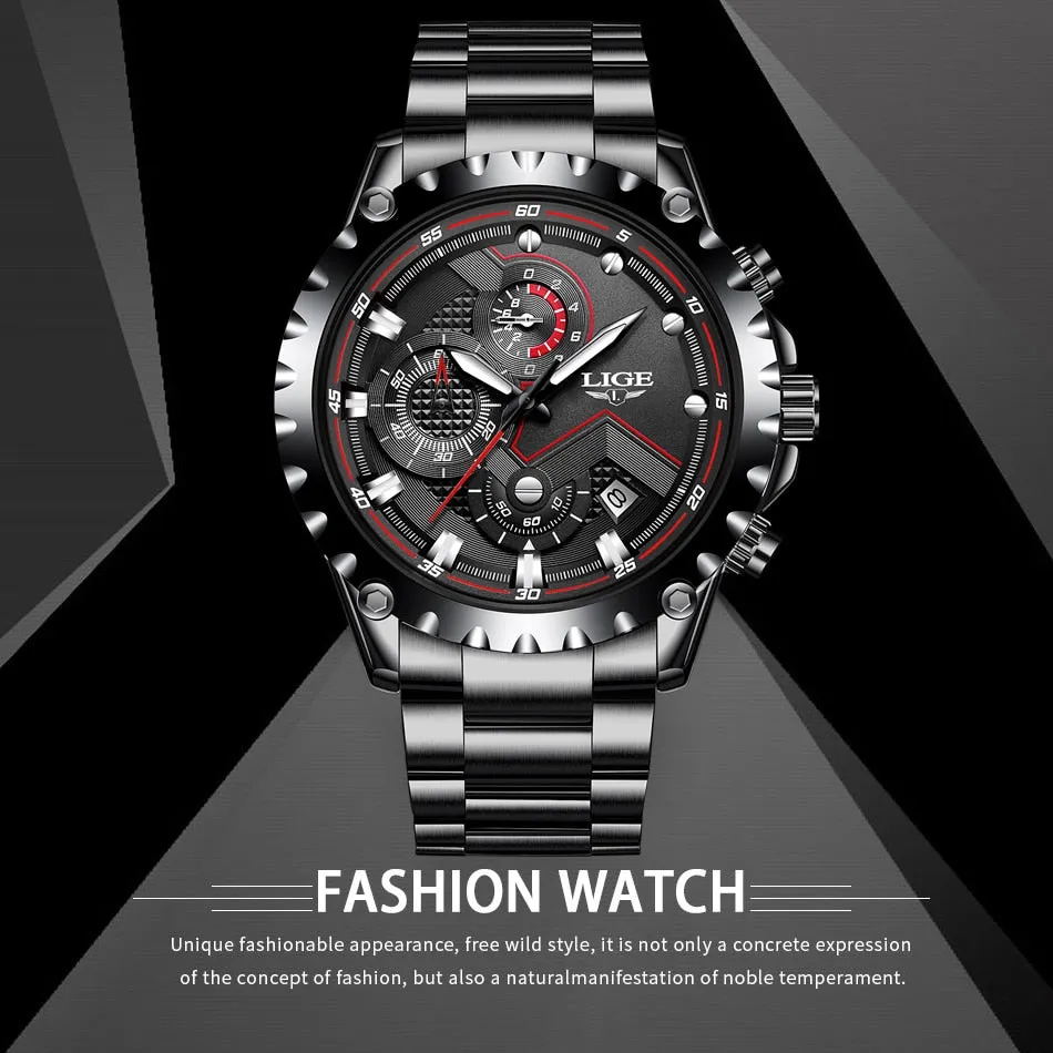 Men Watches Top Luxury Brand Fashion Sport Waterproof Chronograph Stainless Steel Wristwatch