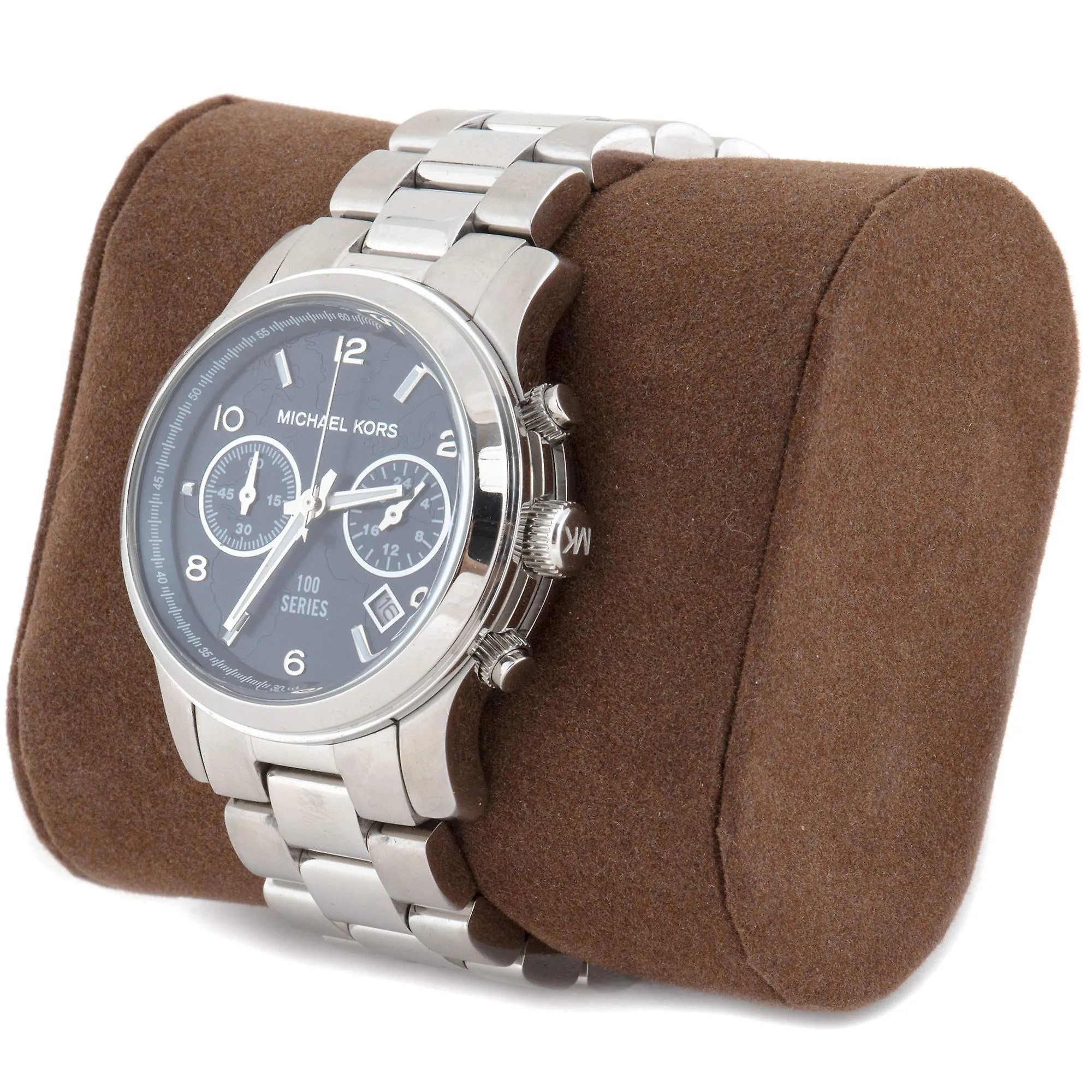Michael Kors Hunger Stop Chronograph Blue Dial Silver Ladies Watch MK5814