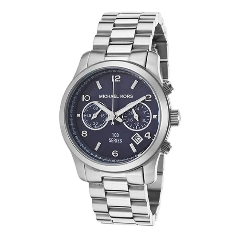 Michael Kors Hunger Stop Chronograph Blue Dial Silver Ladies Watch MK5814