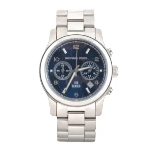 Michael Kors Hunger Stop Chronograph Blue Dial Silver Ladies Watch MK5814