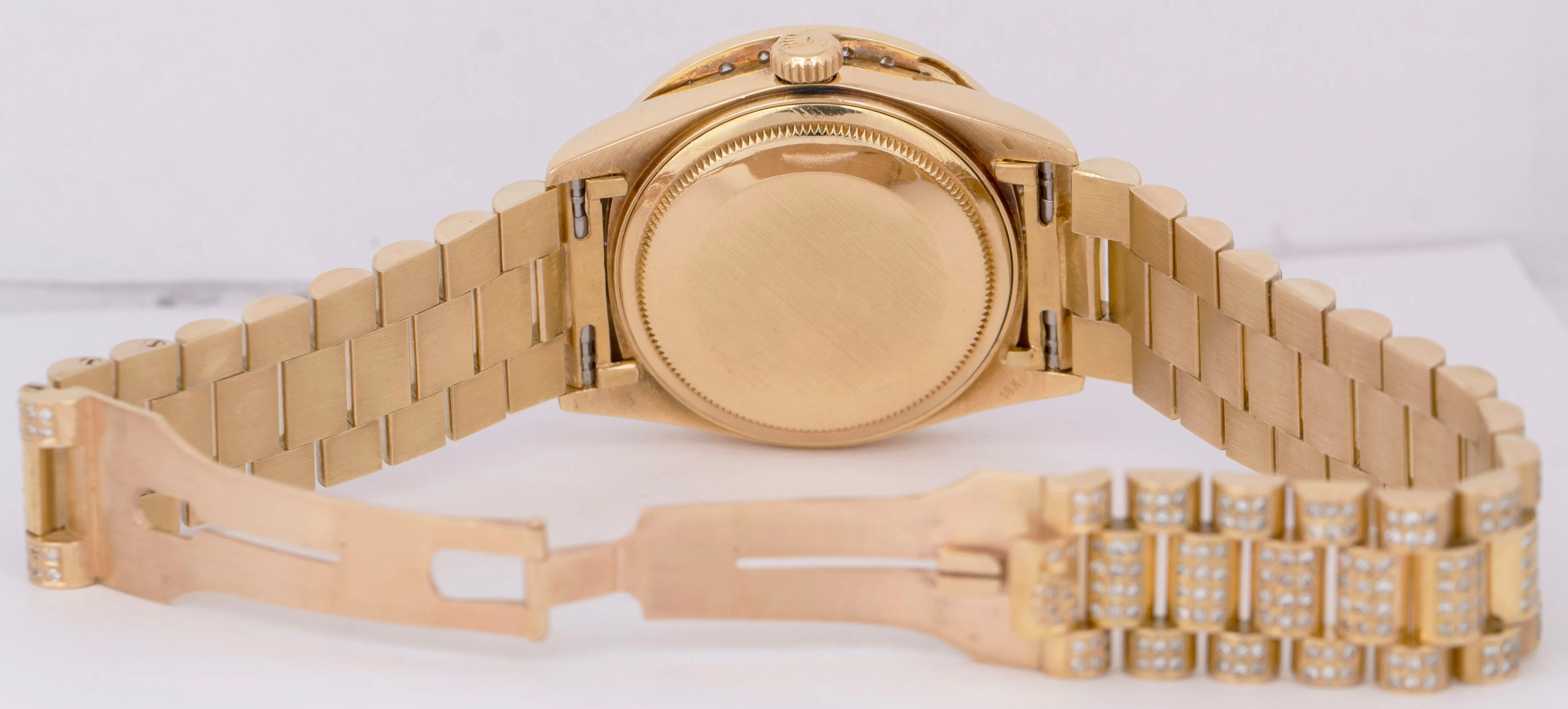 MINT Rolex Day-Date President 36mm BLUE DIAMOND 18038 18K Gold BUSS DOWN Watch