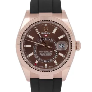 MINT Rolex Sky-Dweller 326235 PAPERS Chocolate Oysterflex Everose Gold Watch BOX