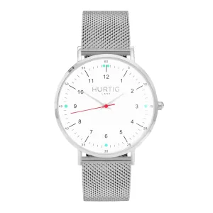 Moderna Stainless Steel Watch Silver, White & Silver