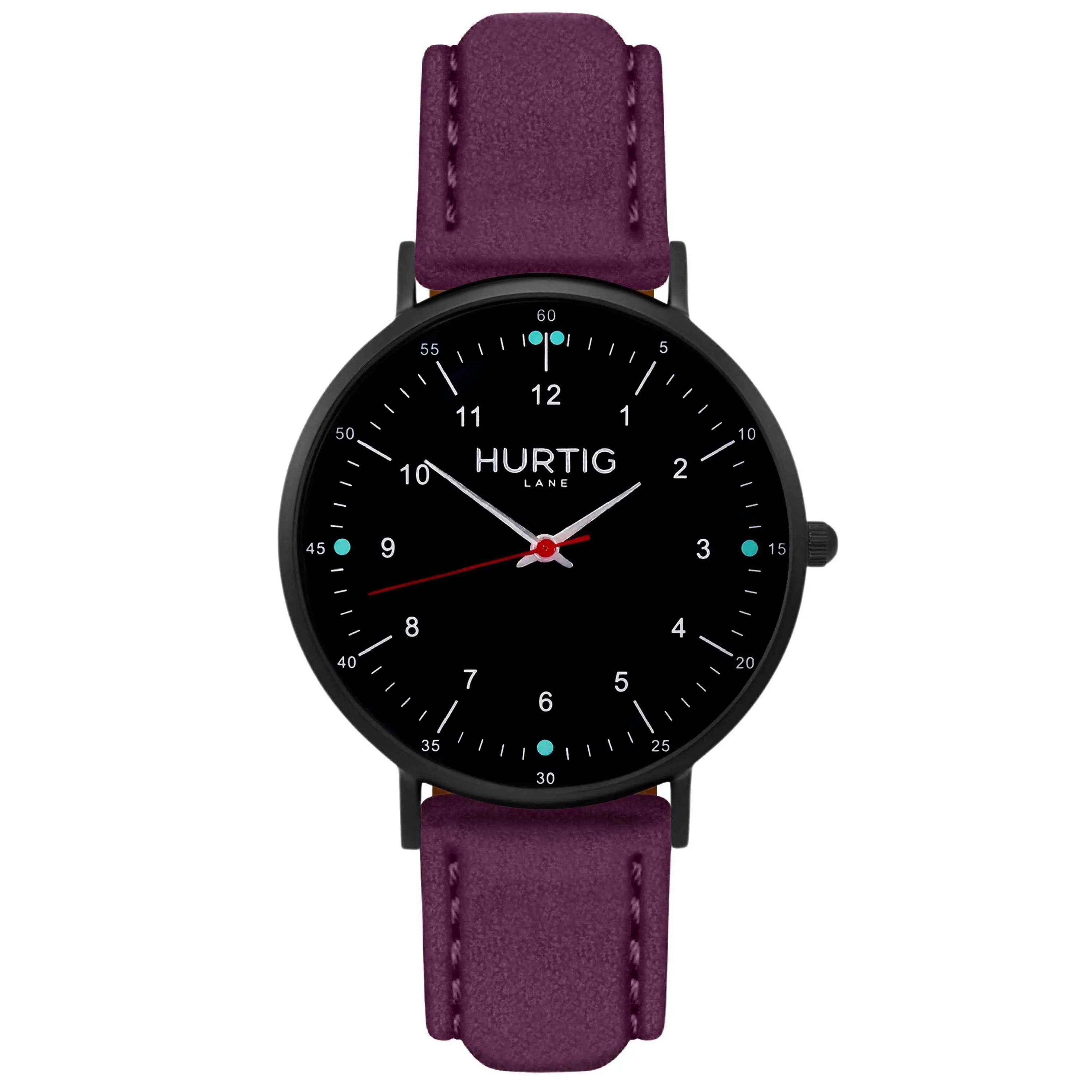 Moderna Vegan Suede Watch All Black & Coral