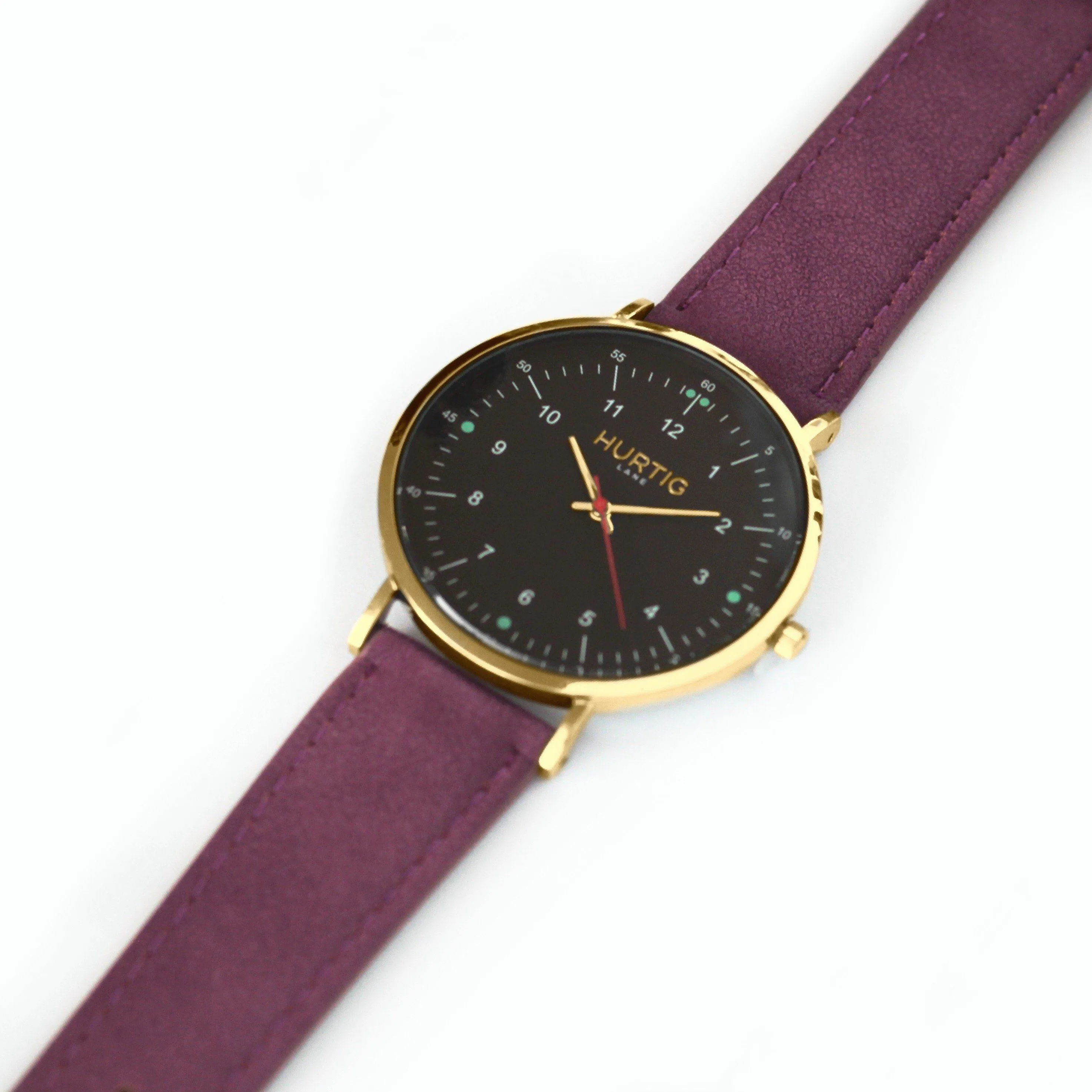 Moderna Vegan Suede Watch Gold, Black & Berry