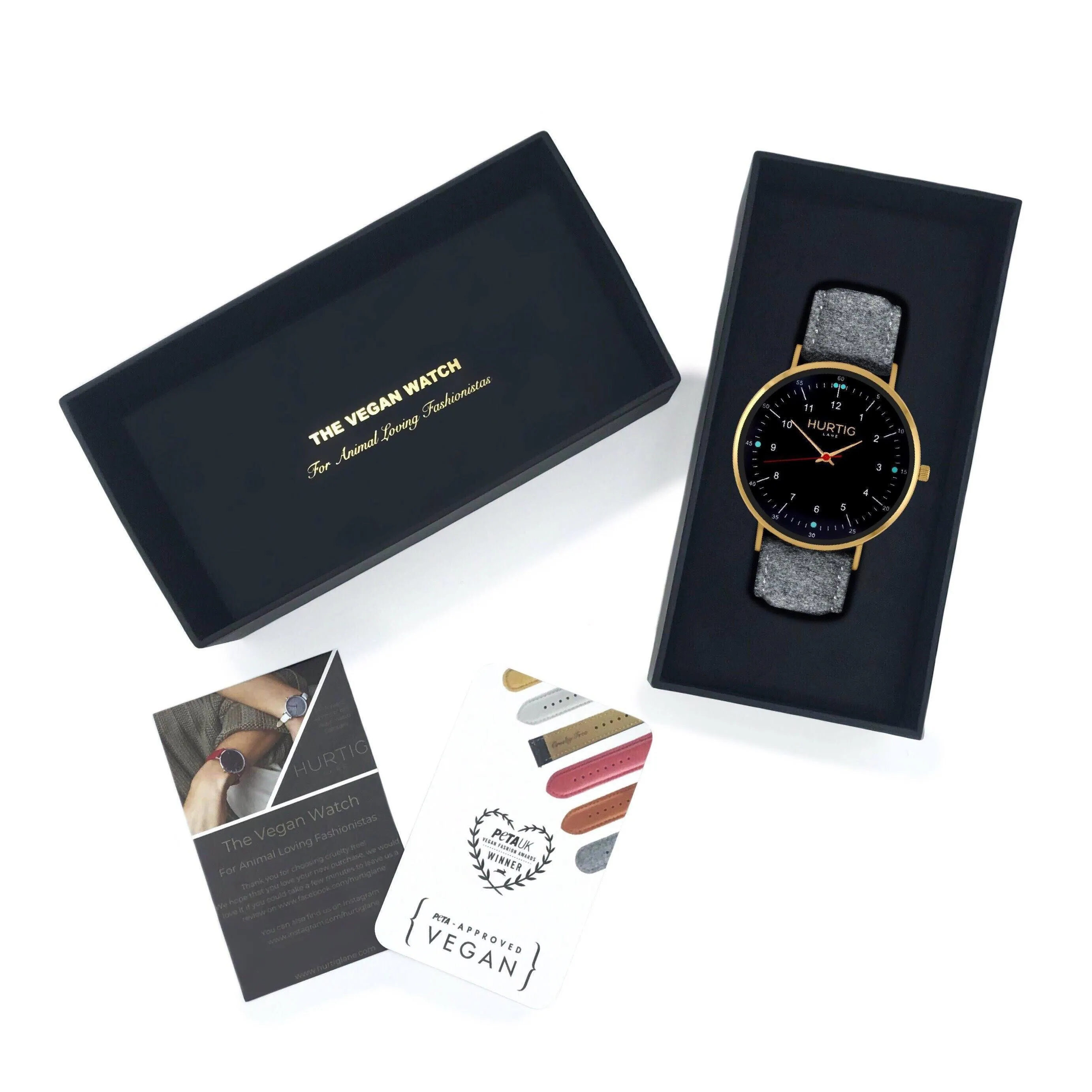 Moderna Vegan Tweed Watch Gold, Black & Grey