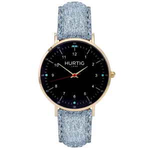 Moderna Vegan Tweed Watch Gold, Black & Grey