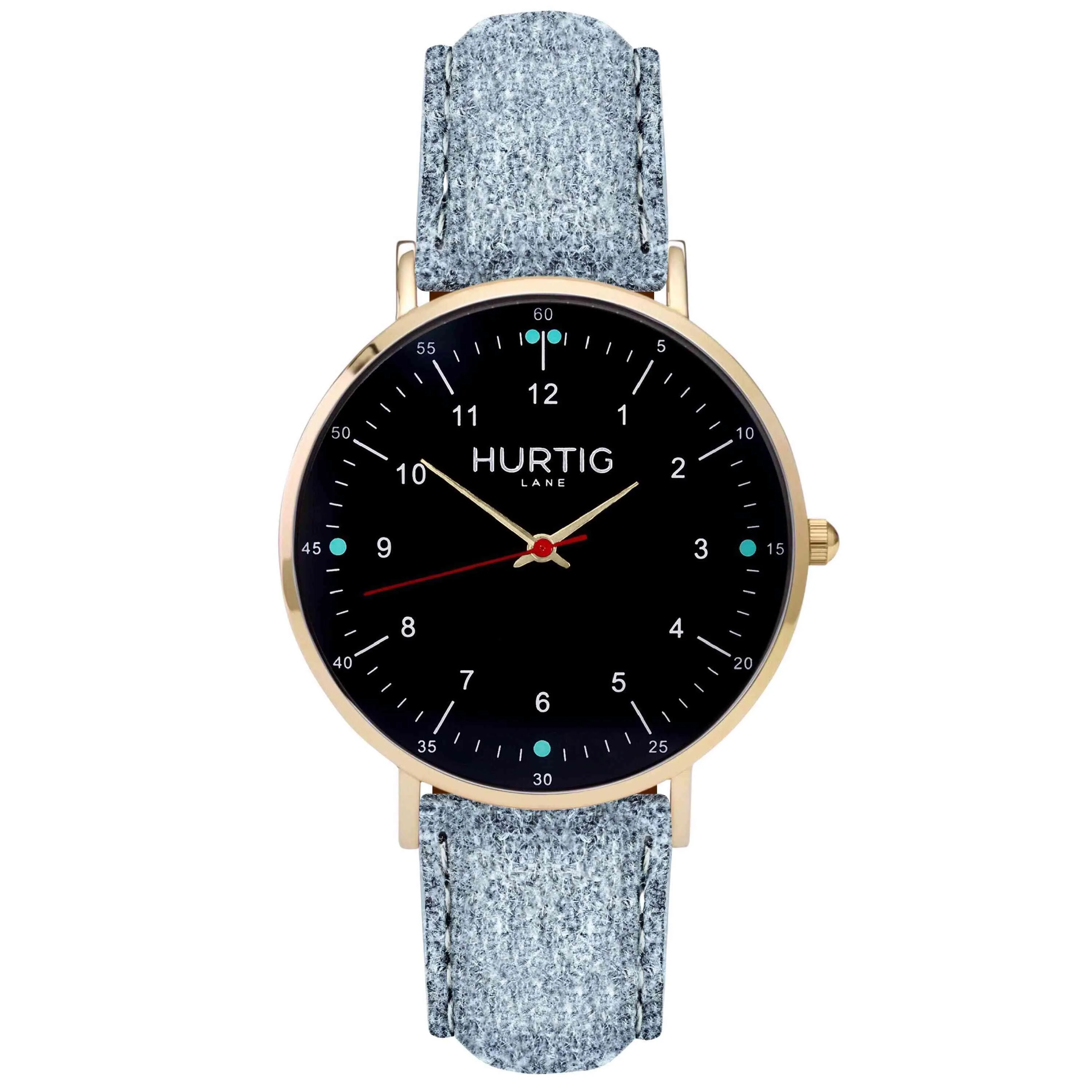 Moderna Vegan Tweed Watch Gold, Black & Grey