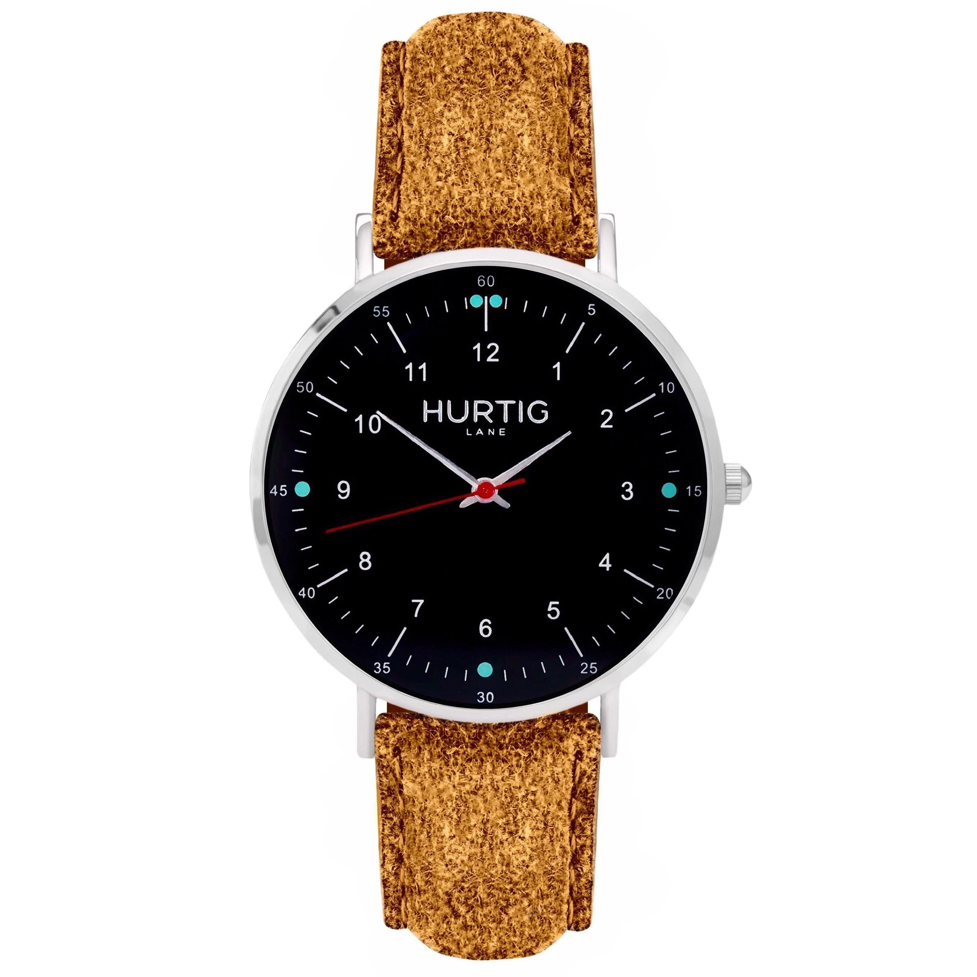 Moderno Vegan Suede Watch Silver, Black & Mustard