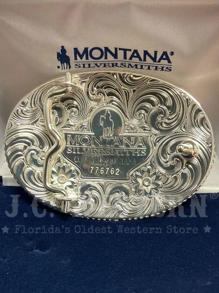 Montana Silversmiths 1256-931L Riding For The Brand Cowboy Western Buckle Silver