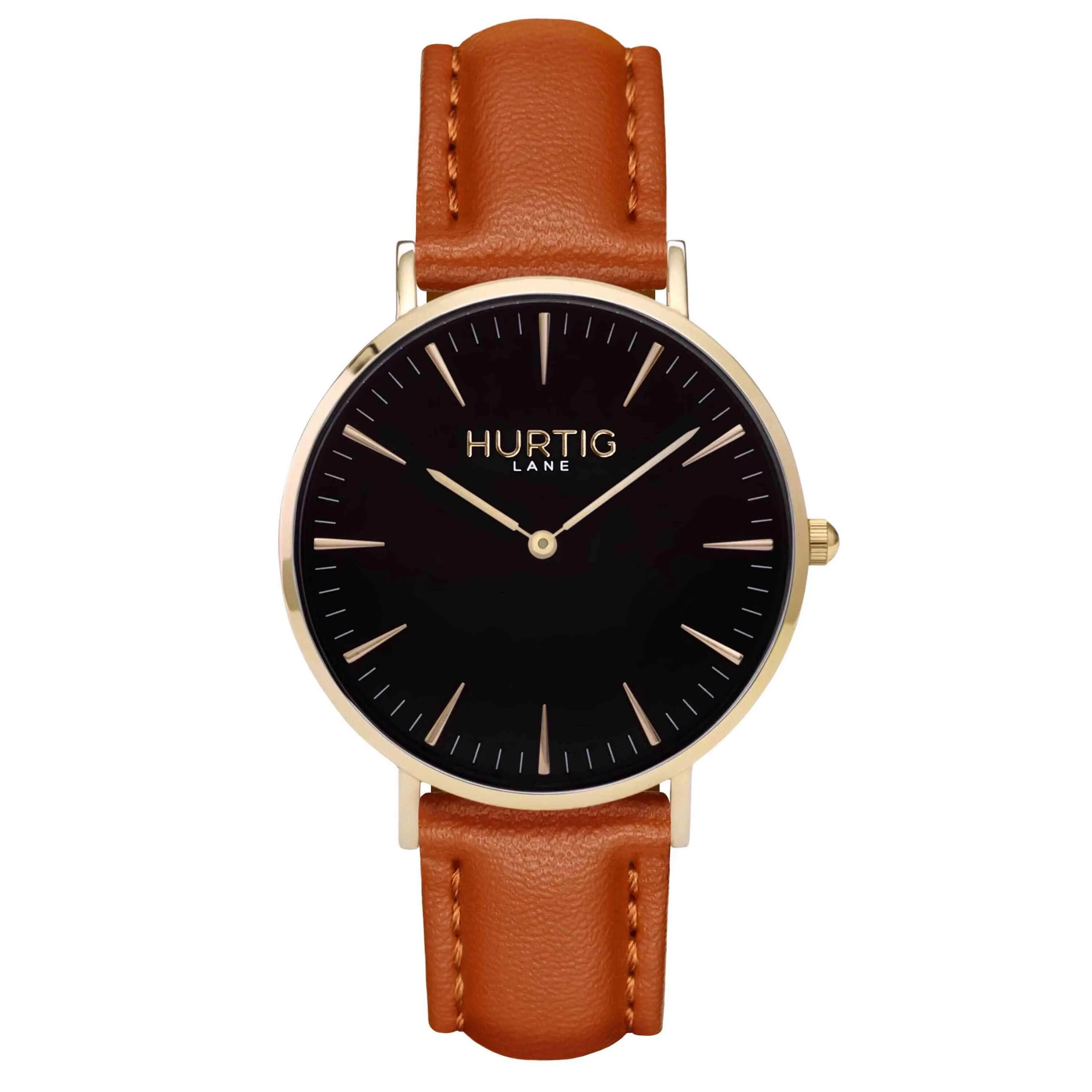 Mykonos Vegan Leather Watch Gold, Black & Tan