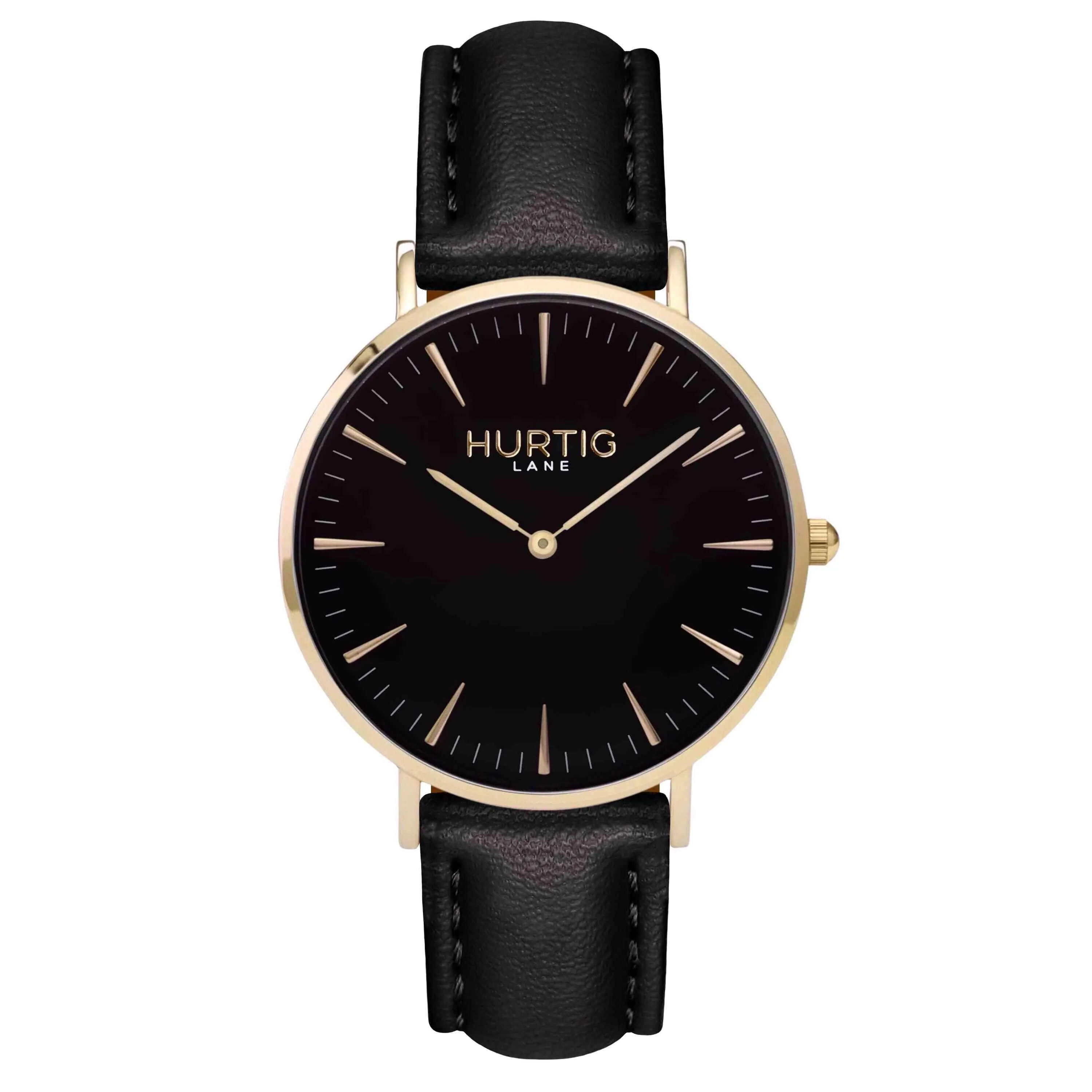 Mykonos Vegan Leather Watch Gold, Black & Tan