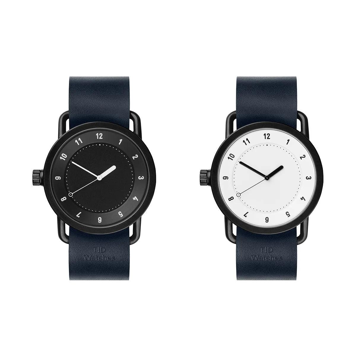 Navy Leather Strap with Black / Steel / Gold Buckle