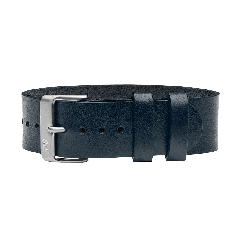 Navy Leather Strap with Black / Steel / Gold Buckle