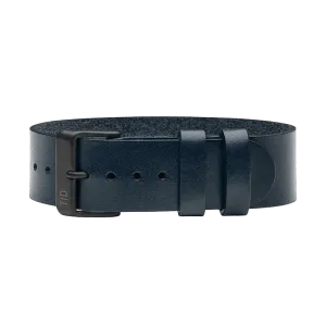 Navy Leather Strap with Black / Steel / Gold Buckle