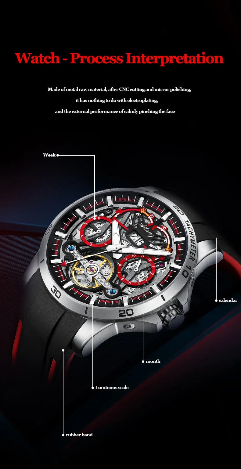New Fashion Designer Tourbillon Waterproof Automatic Mechanical Watch