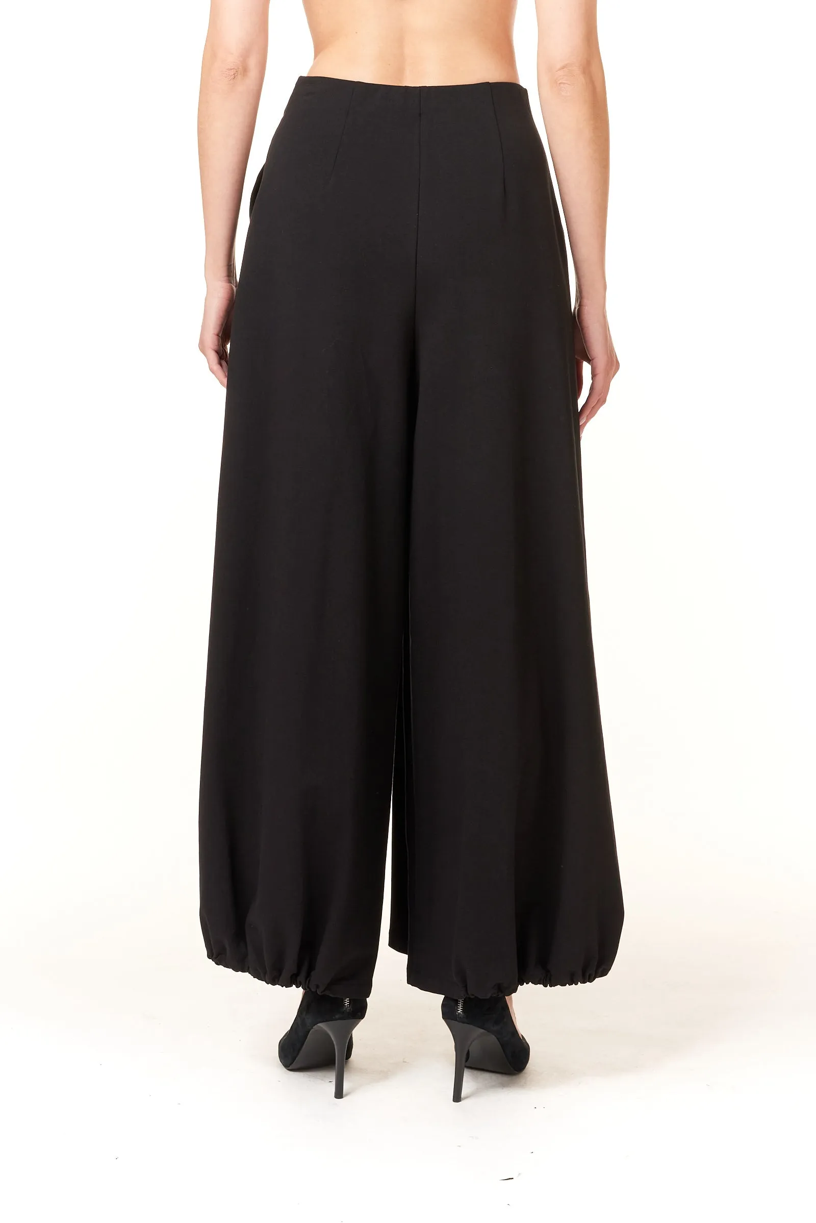 Oblique Creations, extra wide leg cargo pants in stretch ponte