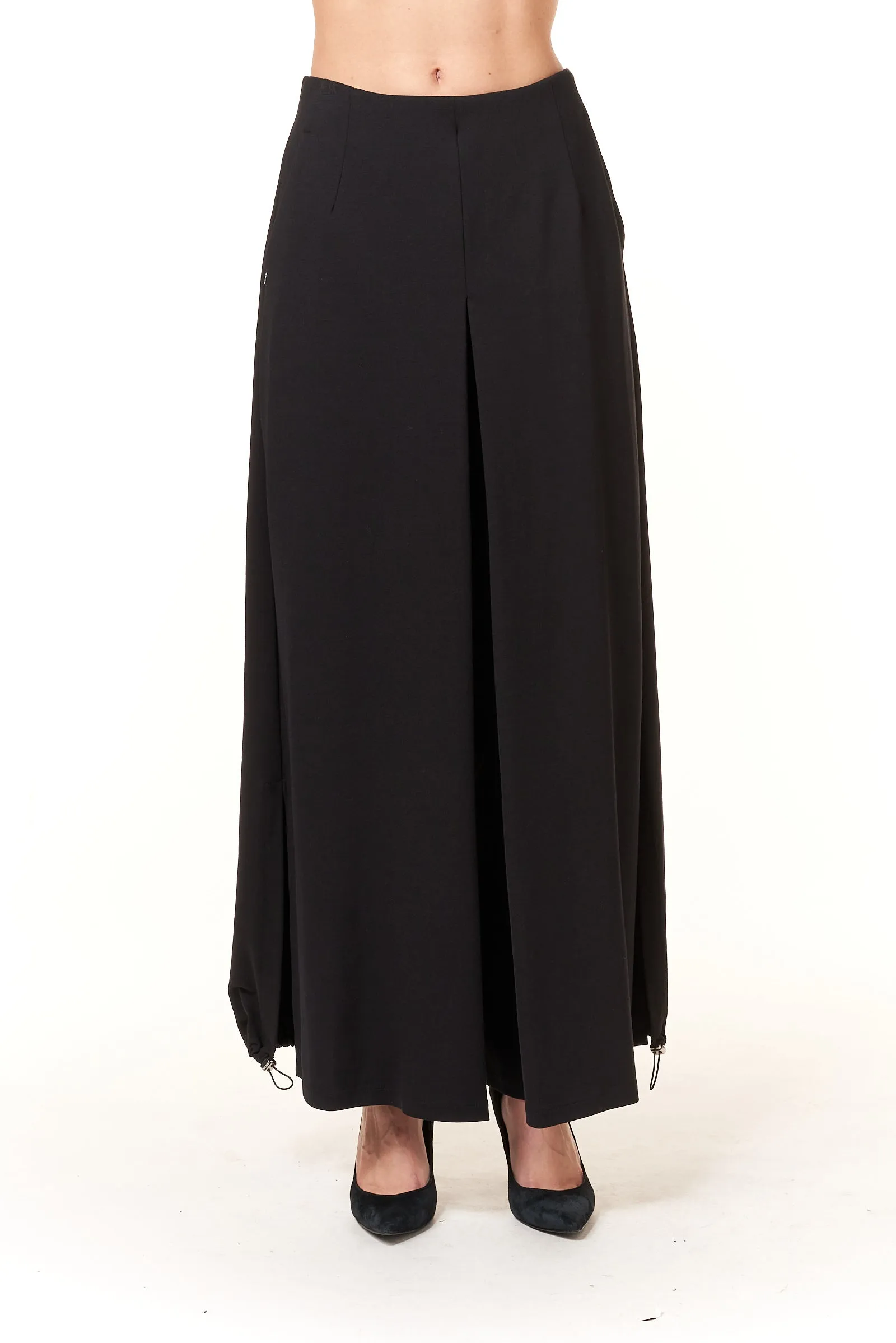 Oblique Creations, extra wide leg cargo pants in stretch ponte