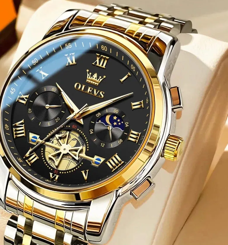 OLEVS Men's Watches Classic Roman Scale Dial Luxury Wristwatch for Man Original Quartz Waterproof Luminous Male reloj