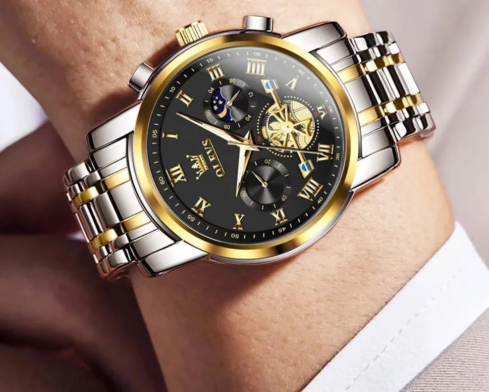 OLEVS Men's Watches Classic Roman Scale Dial Luxury Wristwatch for Man Original Quartz Waterproof Luminous Male reloj