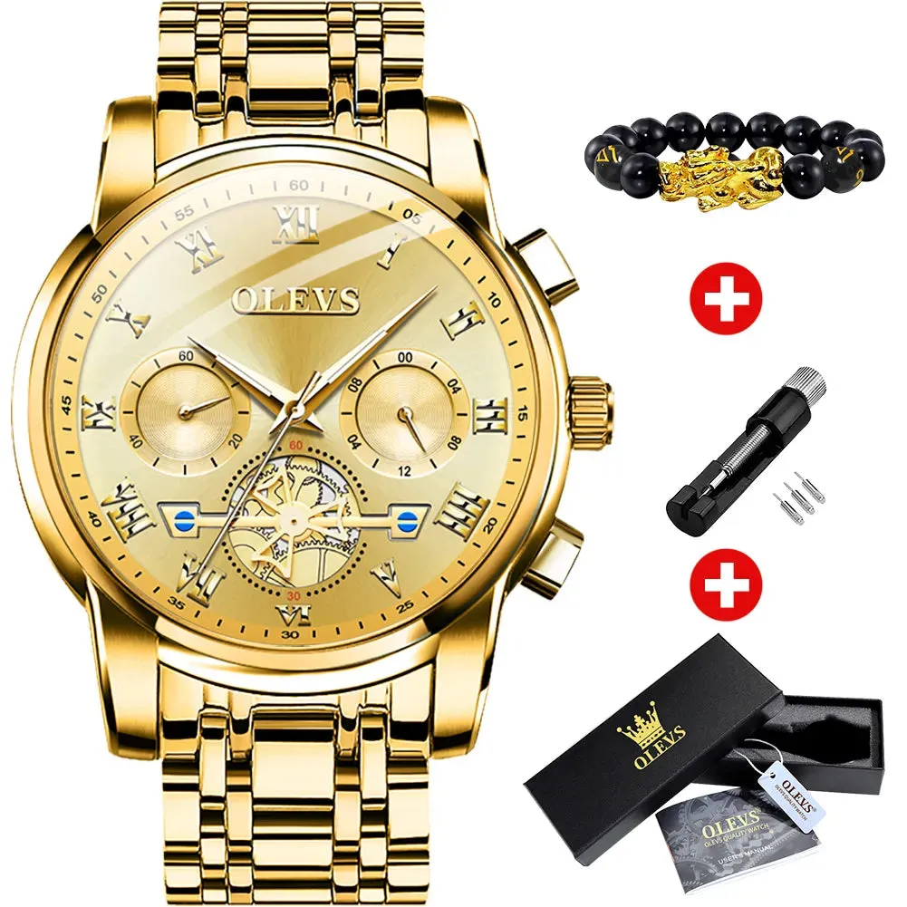 OLEVS Men's Watches Classic Roman Scale Dial Luxury Wristwatch for Man Original Quartz Waterproof Luminous Male reloj