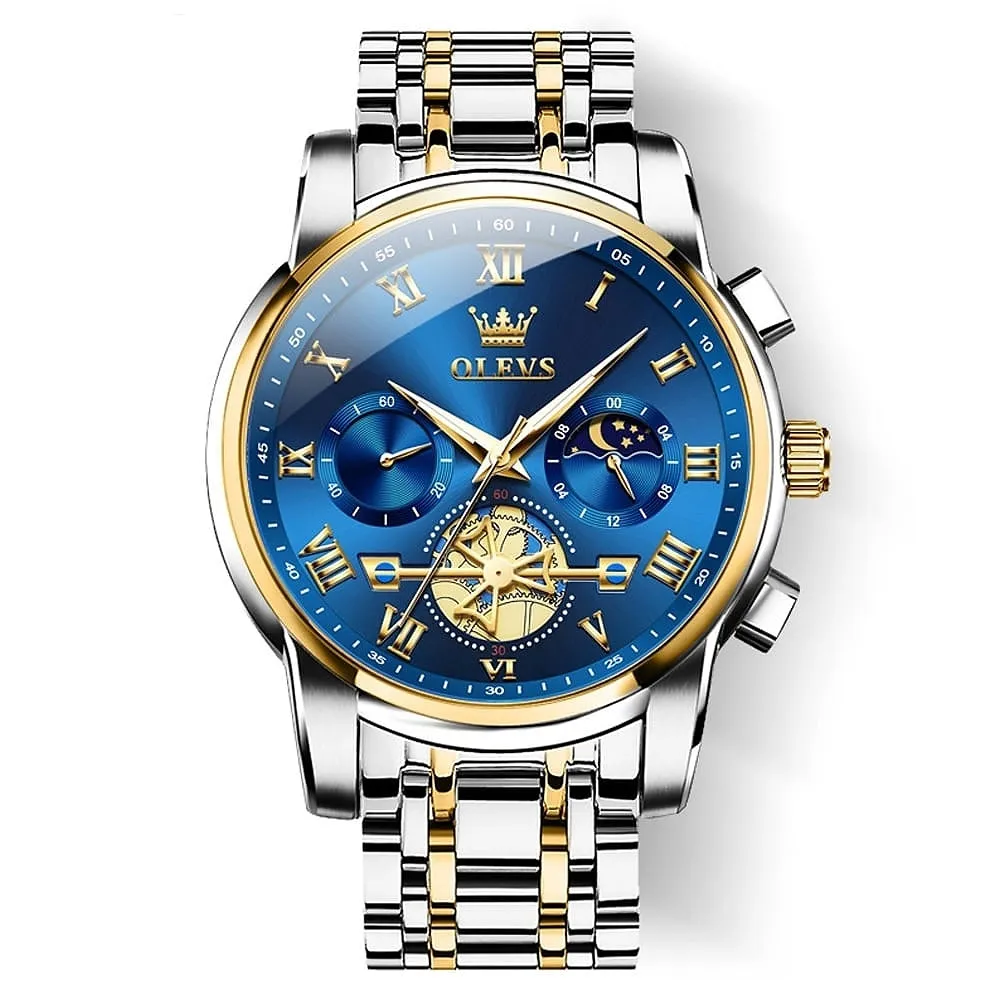 OLEVS Men's Watches Classic Roman Scale Dial Luxury Wristwatch for Man Original Quartz Waterproof Luminous Male reloj