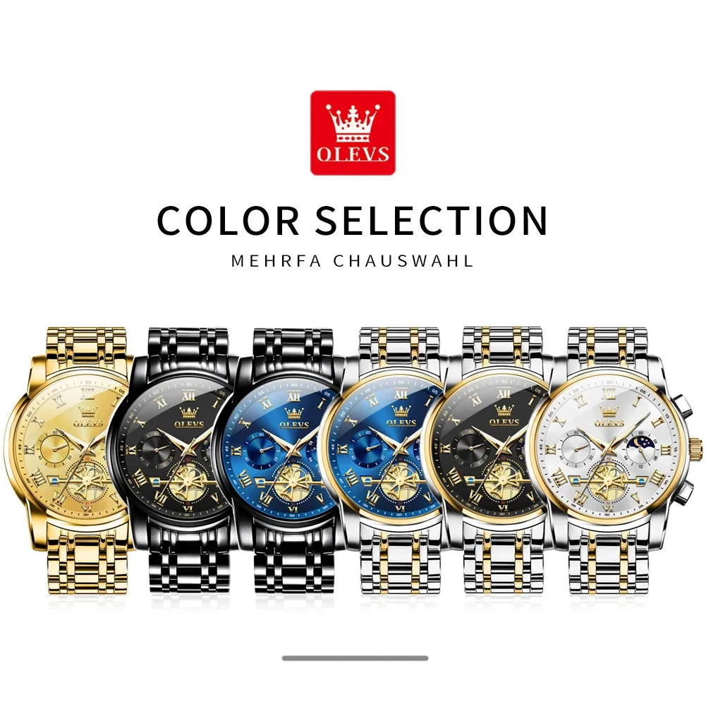OLEVS Men's Watches Classic Roman Scale Dial Luxury Wristwatch for Man Original Quartz Waterproof Luminous Male reloj