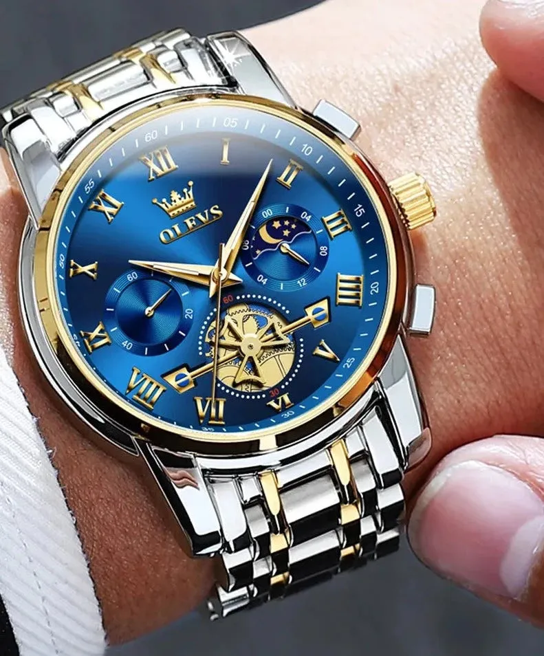 OLEVS Men's Watches Classic Roman Scale Dial Luxury Wristwatch for Man Original Quartz Waterproof Luminous Male reloj