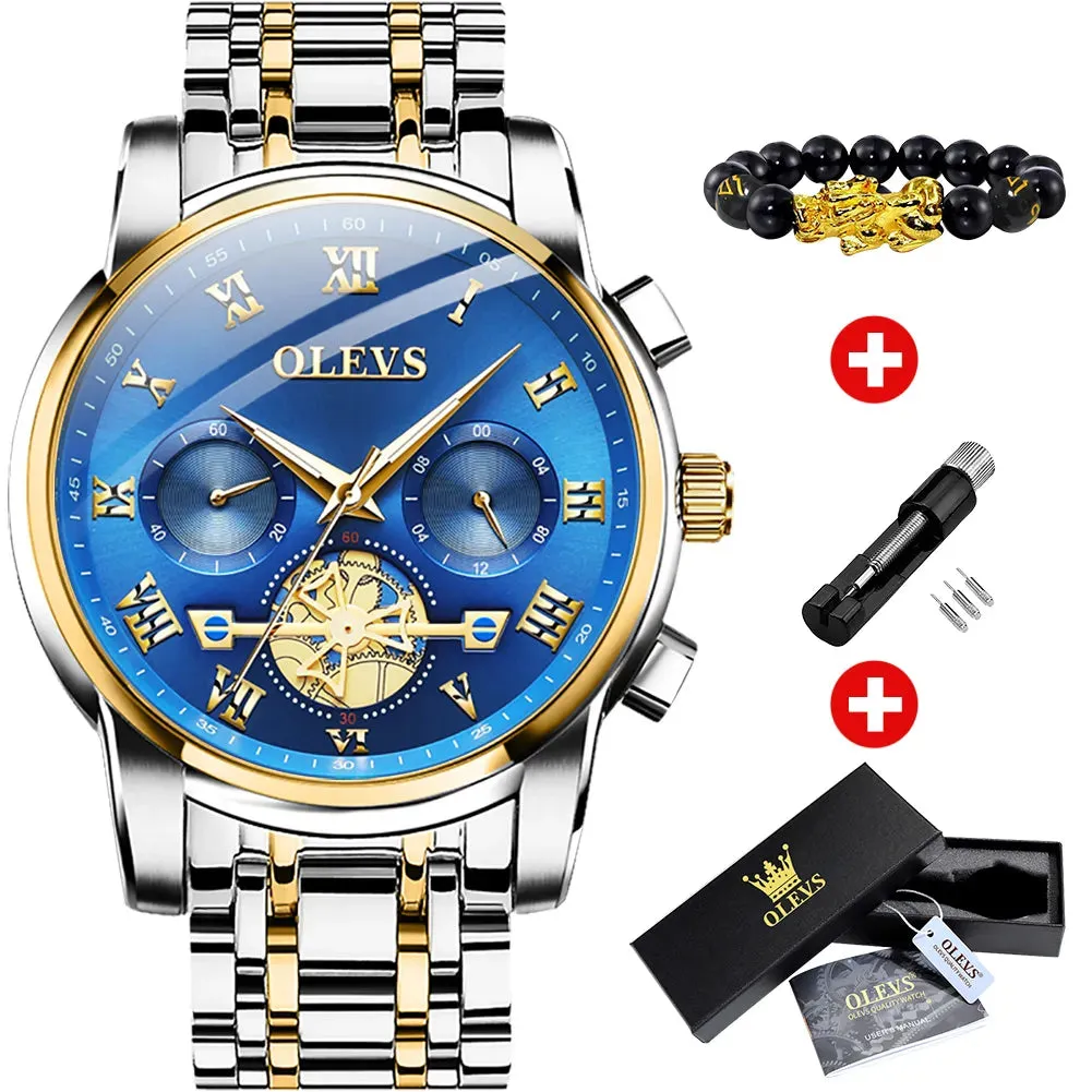 OLEVS Men's Watches Classic Roman Scale Dial Luxury Wristwatch for Man Original Quartz Waterproof Luminous Male reloj