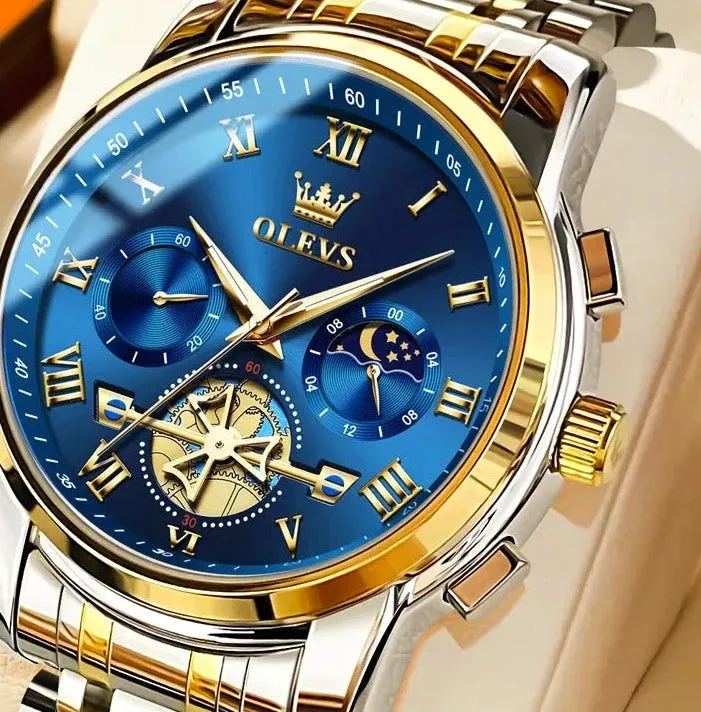 OLEVS Men's Watches Classic Roman Scale Dial Luxury Wristwatch for Man Original Quartz Waterproof Luminous Male reloj