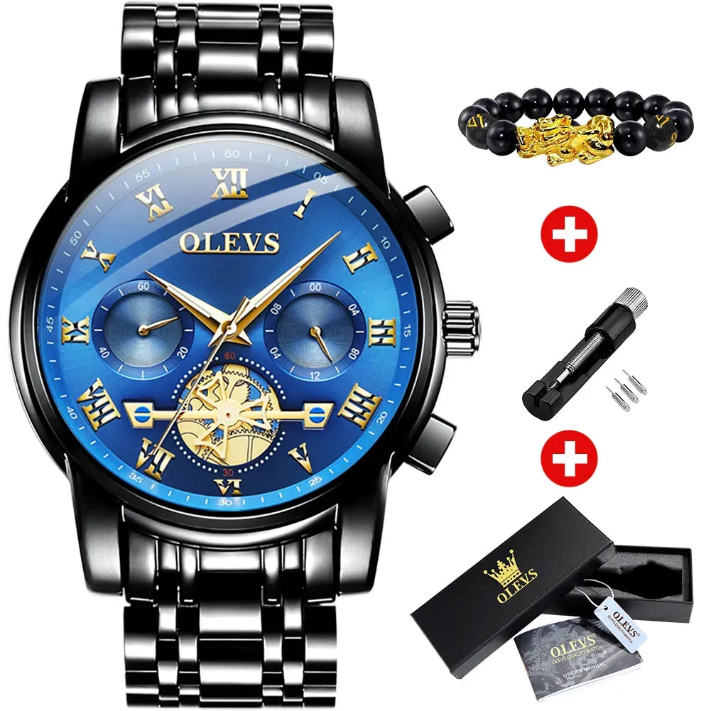 OLEVS Men's Watches Classic Roman Scale Dial Luxury Wristwatch for Man Original Quartz Waterproof Luminous Male reloj