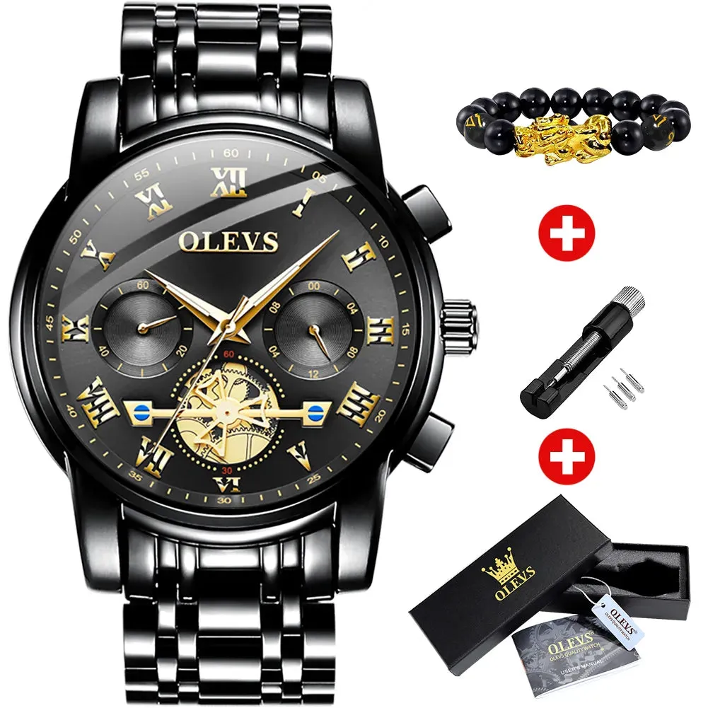 OLEVS Men's Watches Classic Roman Scale Dial Luxury Wristwatch for Man Original Quartz Waterproof Luminous Male reloj