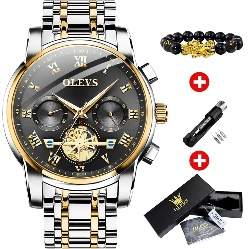 OLEVS Men's Watches Classic Roman Scale Dial Luxury Wristwatch for Man Original Quartz Waterproof Luminous Male reloj